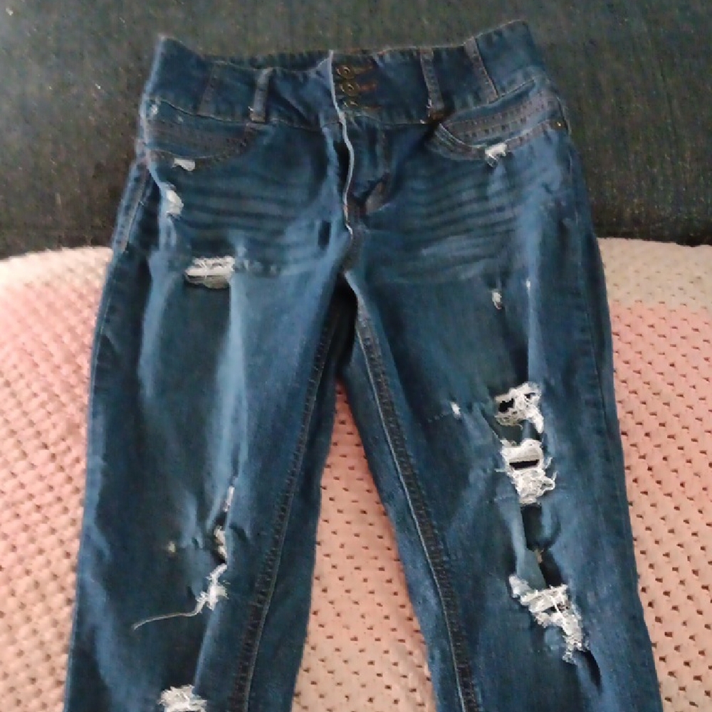 Distressed Blue Jeans
